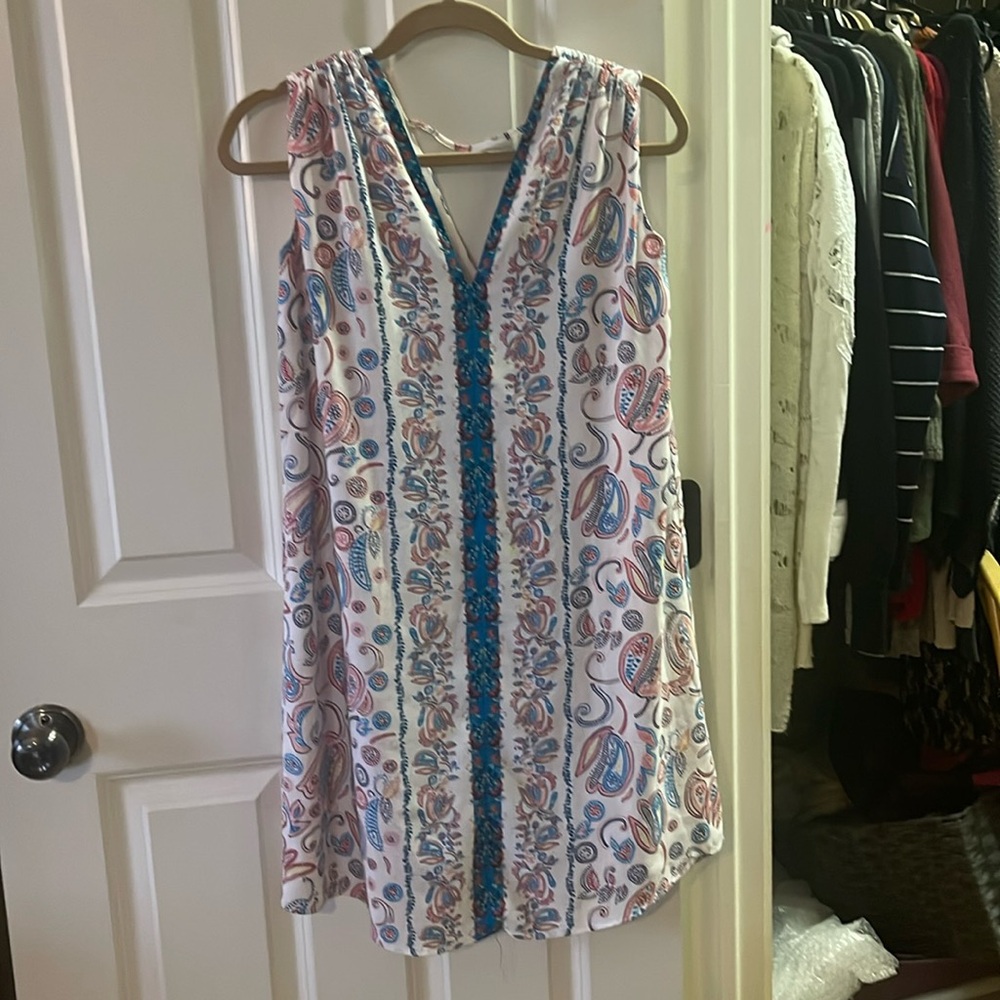 Loft White Paisley Sleeveless Dress